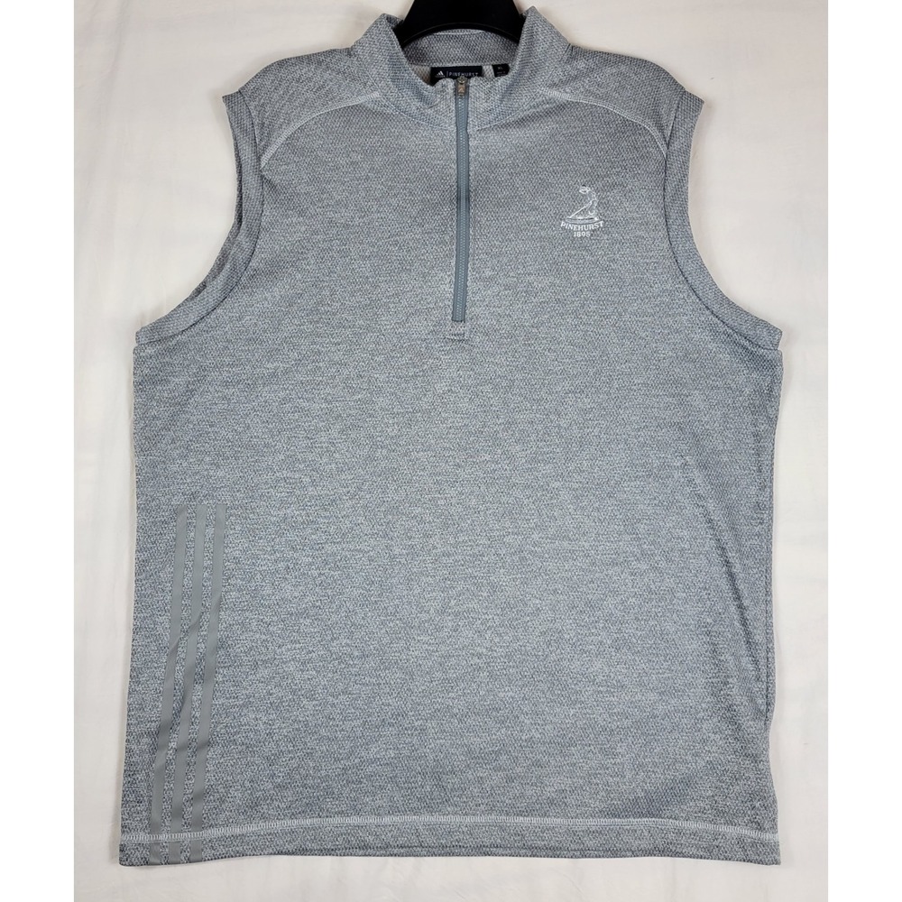 Adidas Pinehurst 1895 Golf Vest Mens XL Grey Heather Quarter Zip FQ8271